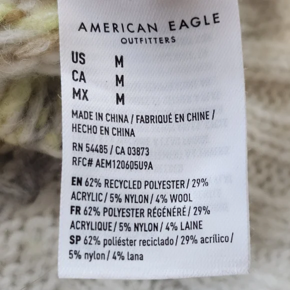 American Eagle Outfitters Women's V-Neck Sweater with Multicolor Pattern - Picture 6 of 7